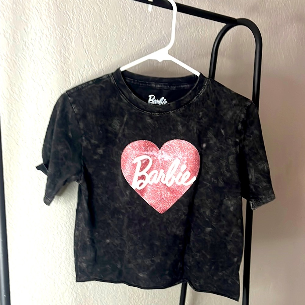 Barbie Black and Pink Heart Graphic Tee